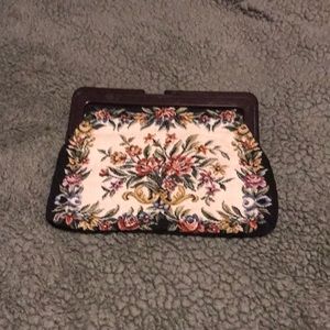 Purse pouch floral embroidered
